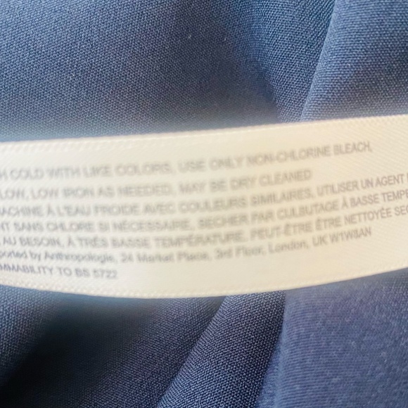 -ANTHROPOLOGIE-(S) MARINE BLUE CAMI TOP W/SPAGHETTI STRAPS AND WHITE EMBROIDERY - Picture 7 of 8